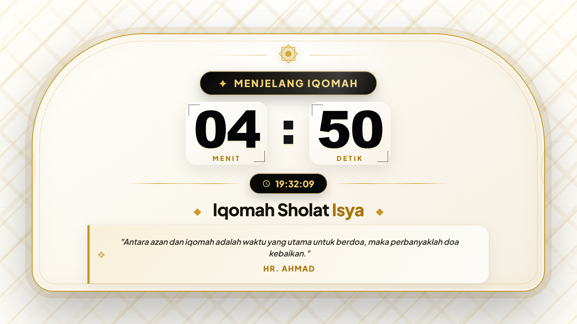 Fitur menjelang iqomah Alf Azan TV