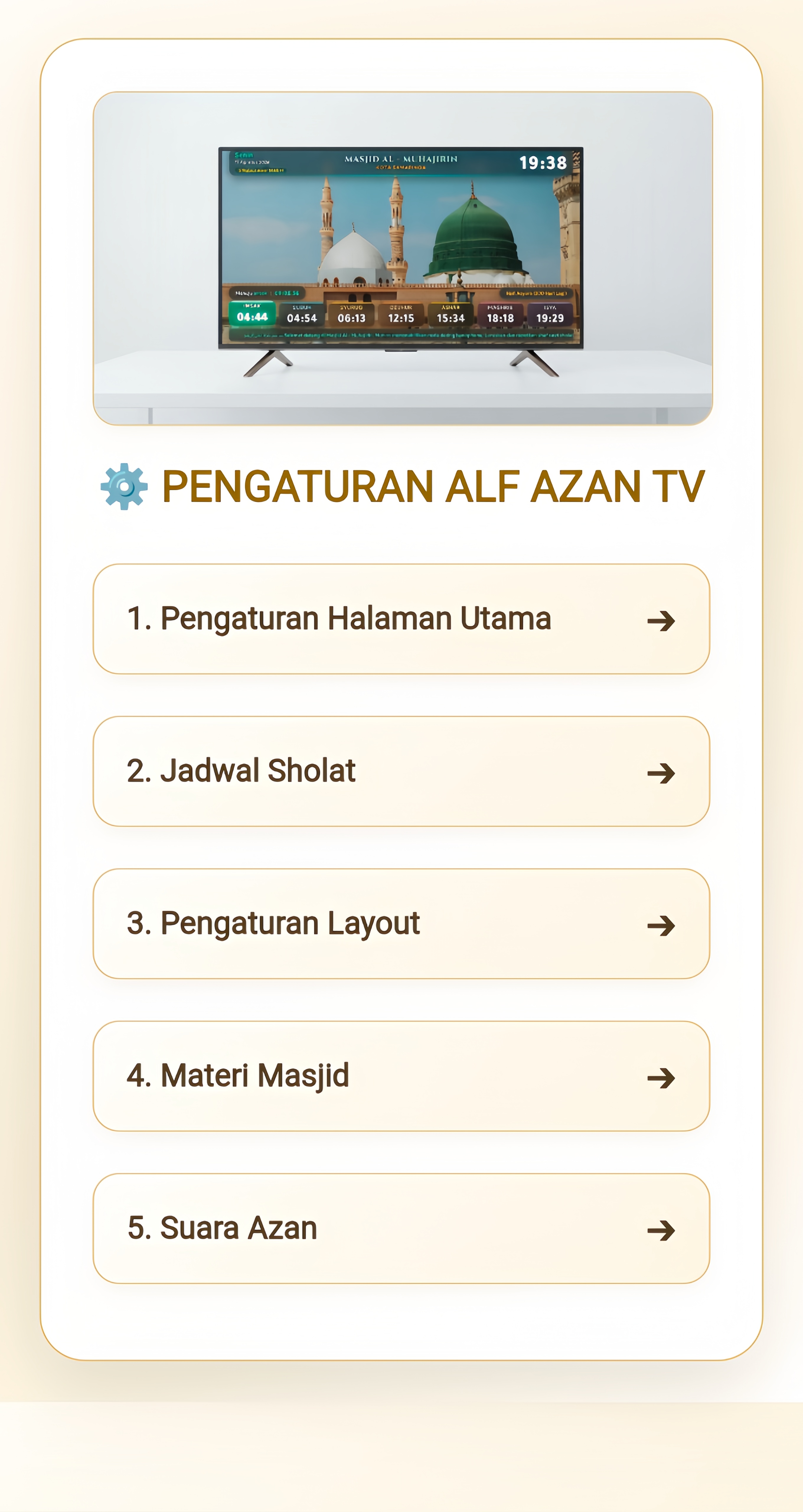 Setting Alf Azan TV melalui HP